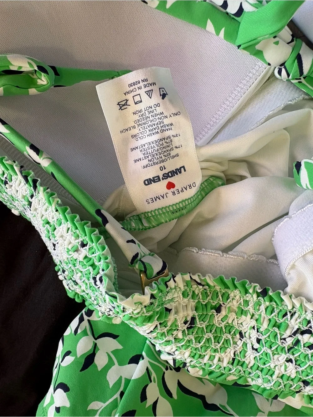 Lands End Draper James One Piece Swimsuit‎ Green Floral Plus Size 10